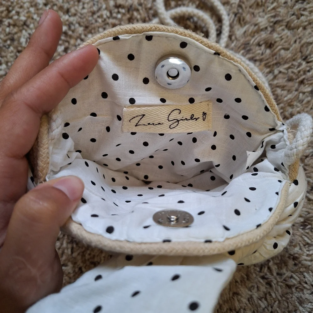 Zara Girls Whimsical Woven Straw Face Crossbody Bag